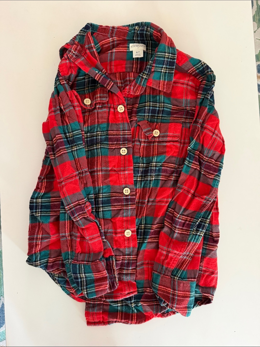 Crewcuts Red & Green Plaid Button-Down Shirt - Picture 1 of 2